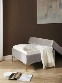 Voetenbank Luna van fluweel met opbergruimte^Westwing Collection Clearance