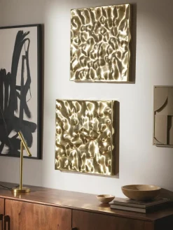 Wandobjecten Splash met een gehamerd oppervlak, 2 stuks^Westwing Collection New