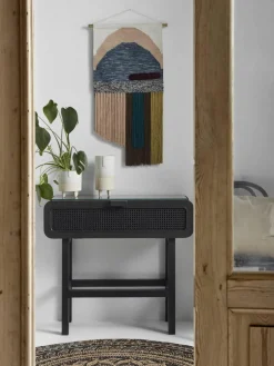 Wandtafel Merge van teakhout met rotan vlechtwerk^Nordal Online
