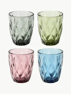 Waterglazen Colorado met structuurpatroon, 4-delig^Westwing Collection Fashion
