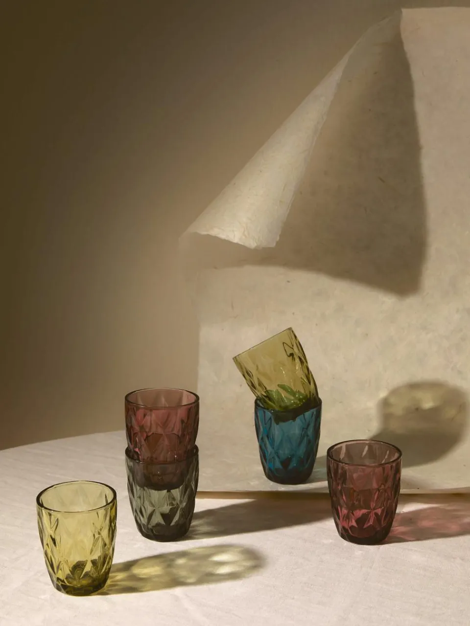 Waterglazen Colorado met structuurpatroon, 4-delig^Westwing Collection Fashion