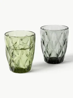 Waterglazen Colorado met structuurpatroon, 4-delig^Westwing Collection Fashion