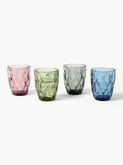 Waterglazen Colorado met structuurpatroon, 4-delig^Westwing Collection Fashion
