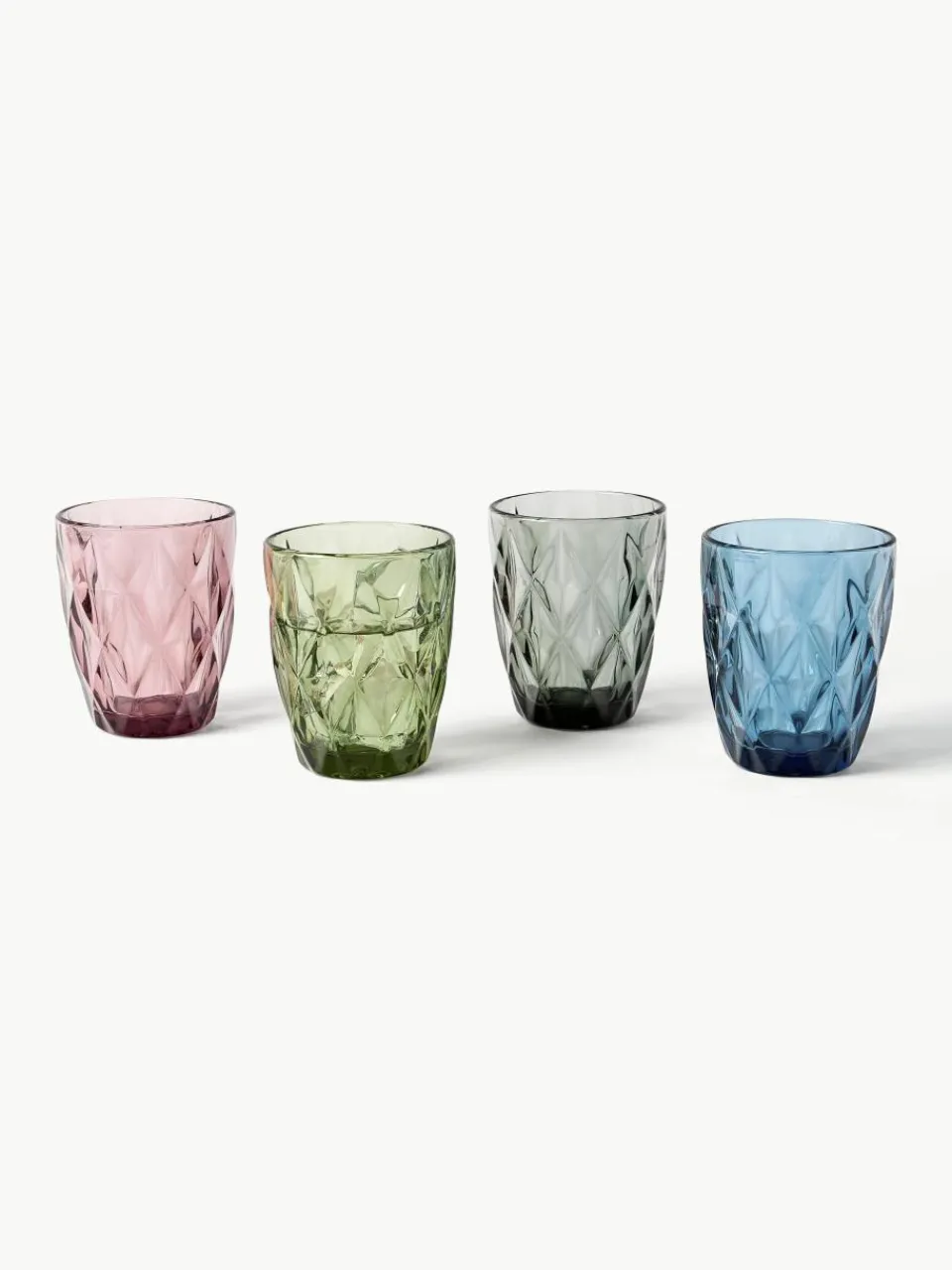 Waterglazen Colorado met structuurpatroon, 4-delig^Westwing Collection Fashion