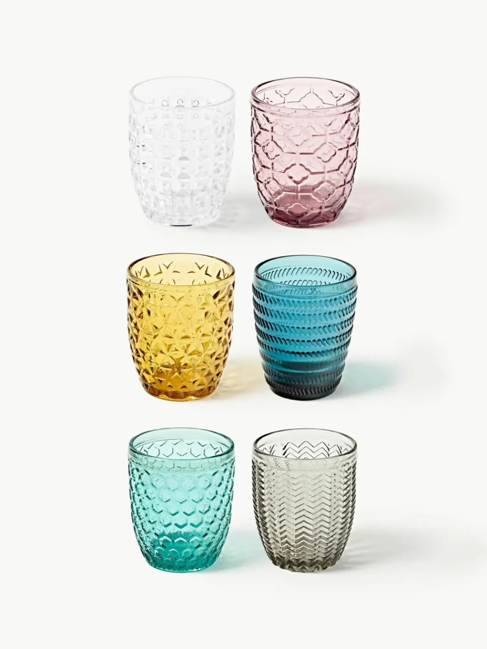 Waterglazen Geometrie met structuurpatroon, set van 6^Villa D'Este Home Tivoli Outlet