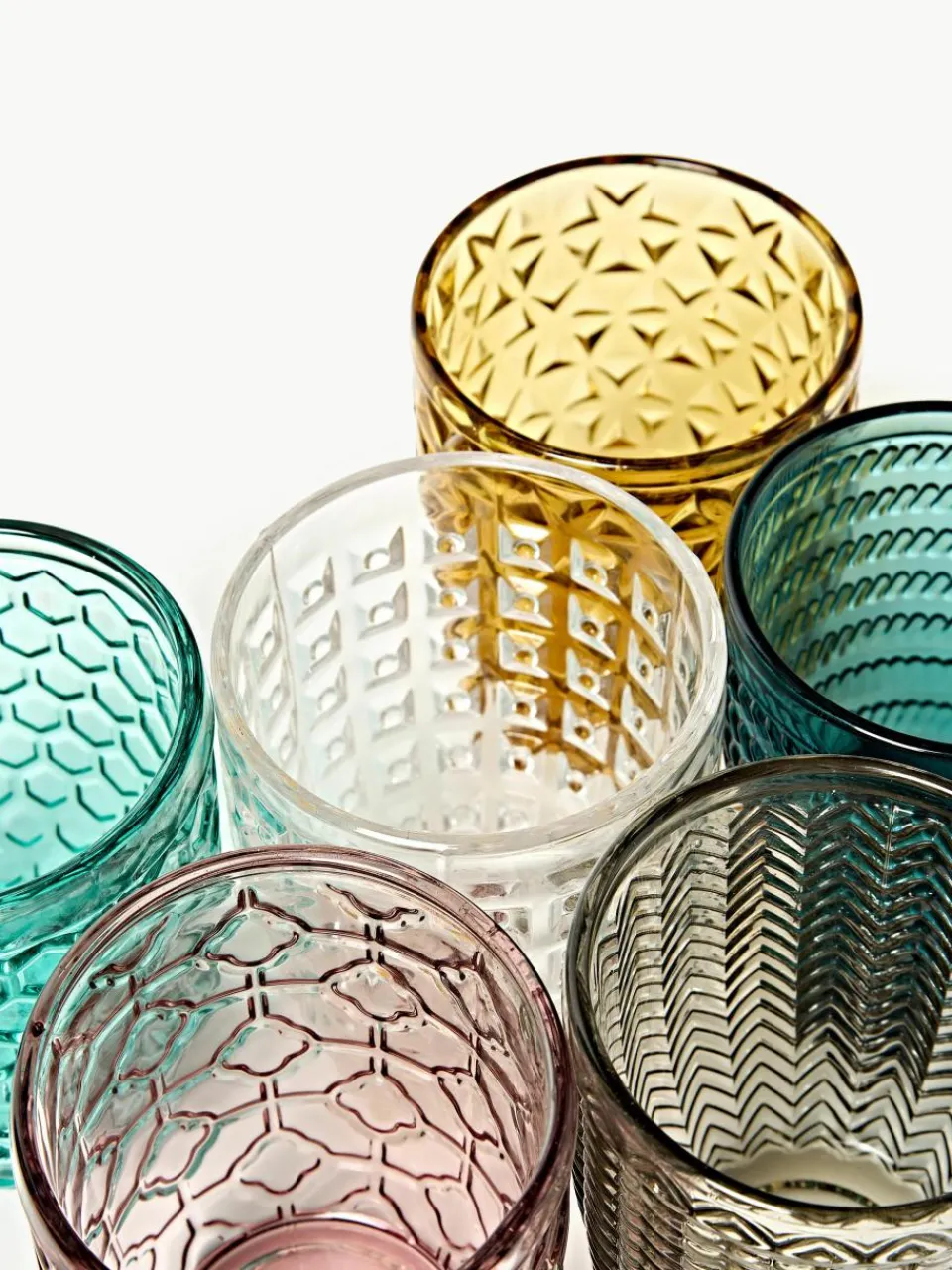 Waterglazen Geometrie met structuurpatroon, set van 6^Villa D'Este Home Tivoli Outlet