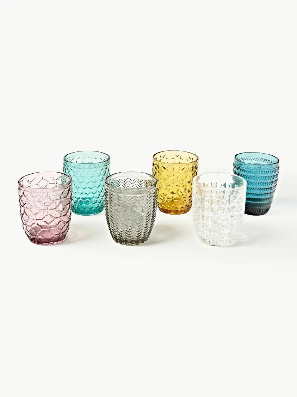 Waterglazen Geometrie met structuurpatroon, set van 6^Villa D'Este Home Tivoli Outlet