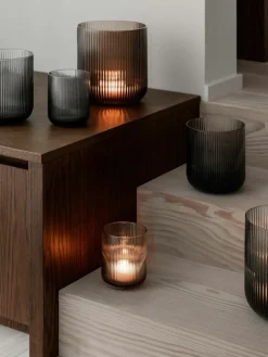 Windlicht Ven met groefreliëf van glas, H 16 cm^blomus Hot