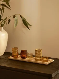 Windlichten Elviena met houten dienblad, set van 6^Bloomingville Discount