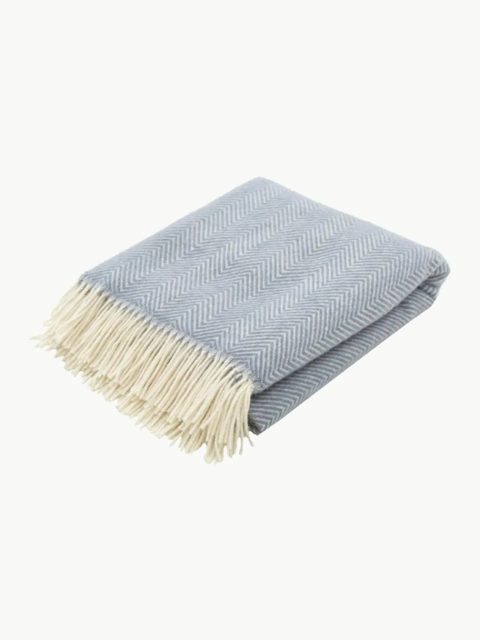 Wollen plaid Tirol met visgraatpatroon en franjes^Westwing Best
