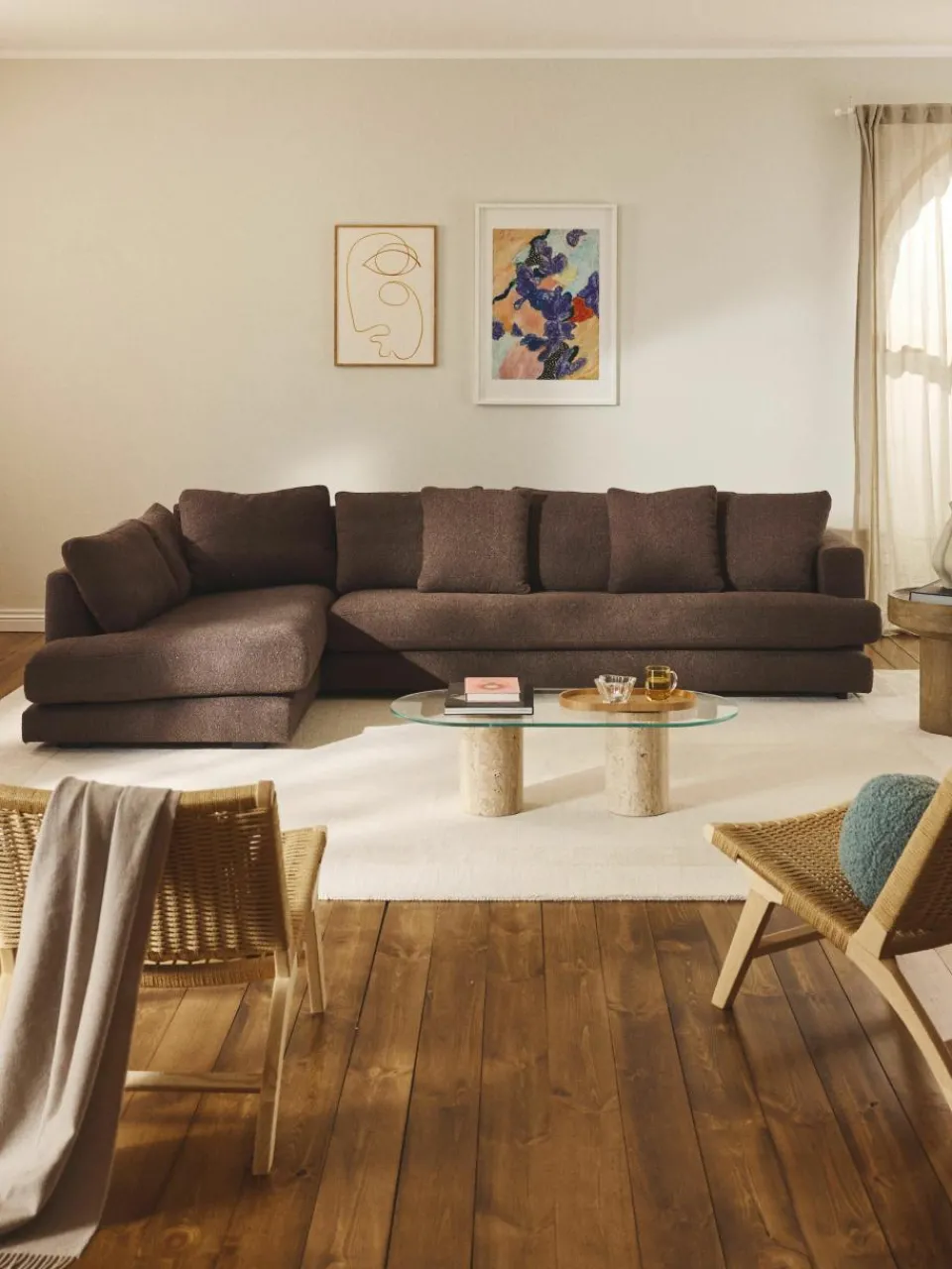 XL bouclé hoekbank Tribeca^Westwing Collection Outlet