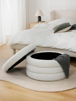 XL bouclé poef Alto met opbergruimte^Westwing Collection Online