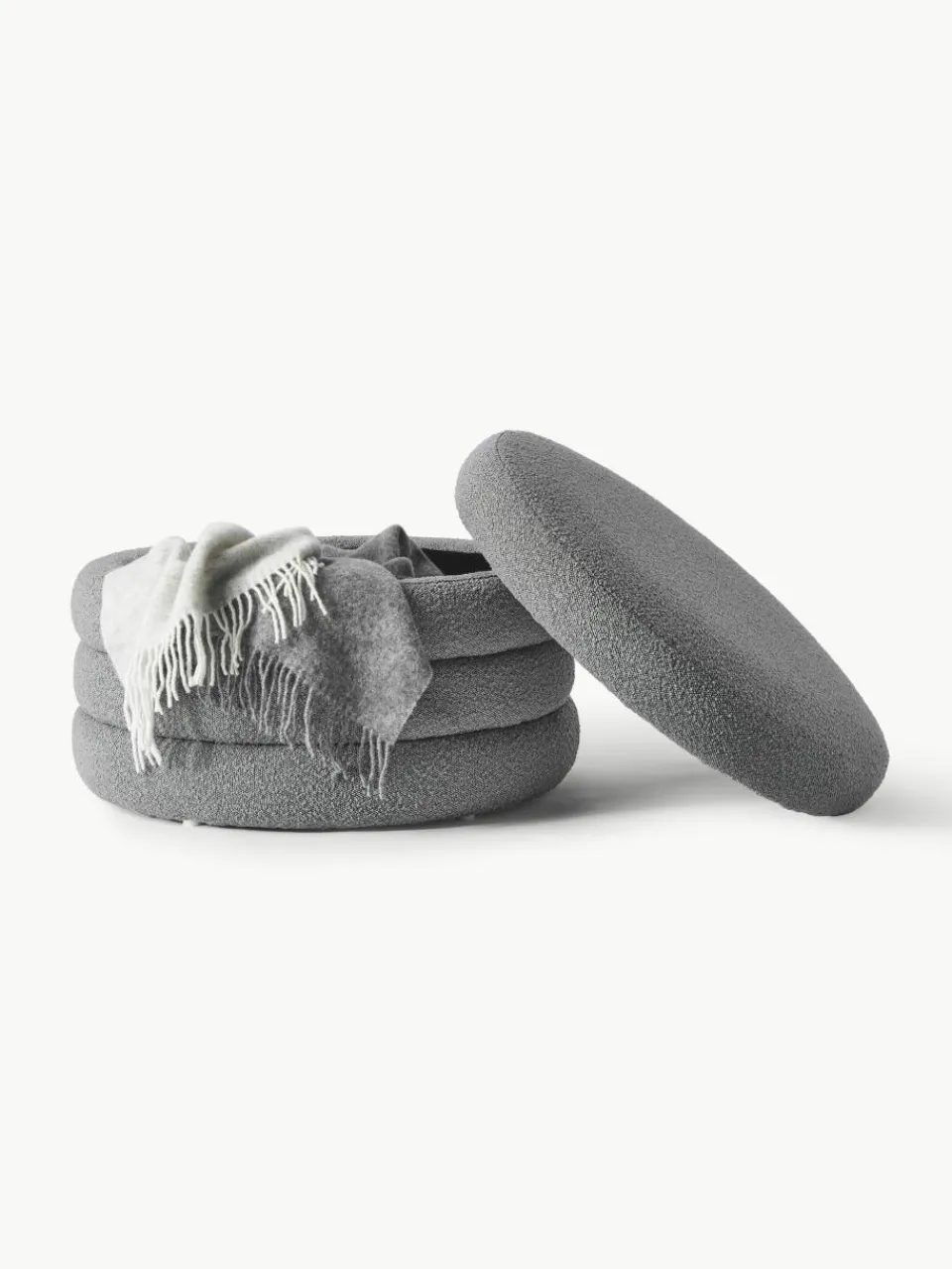 XL bouclé poef Alto met opbergruimte^Westwing Collection Best