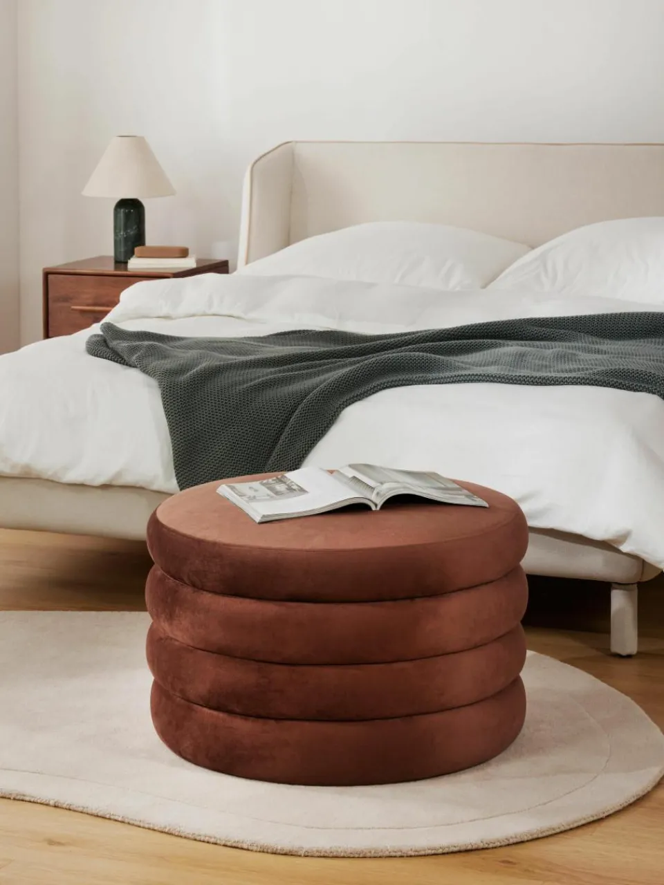 XL fluwelen poef Alto met opbergruimte^Westwing Collection Online
