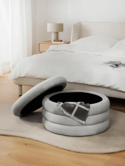 XL fluwelen poef Alto met opbergruimte^Westwing Collection Sale