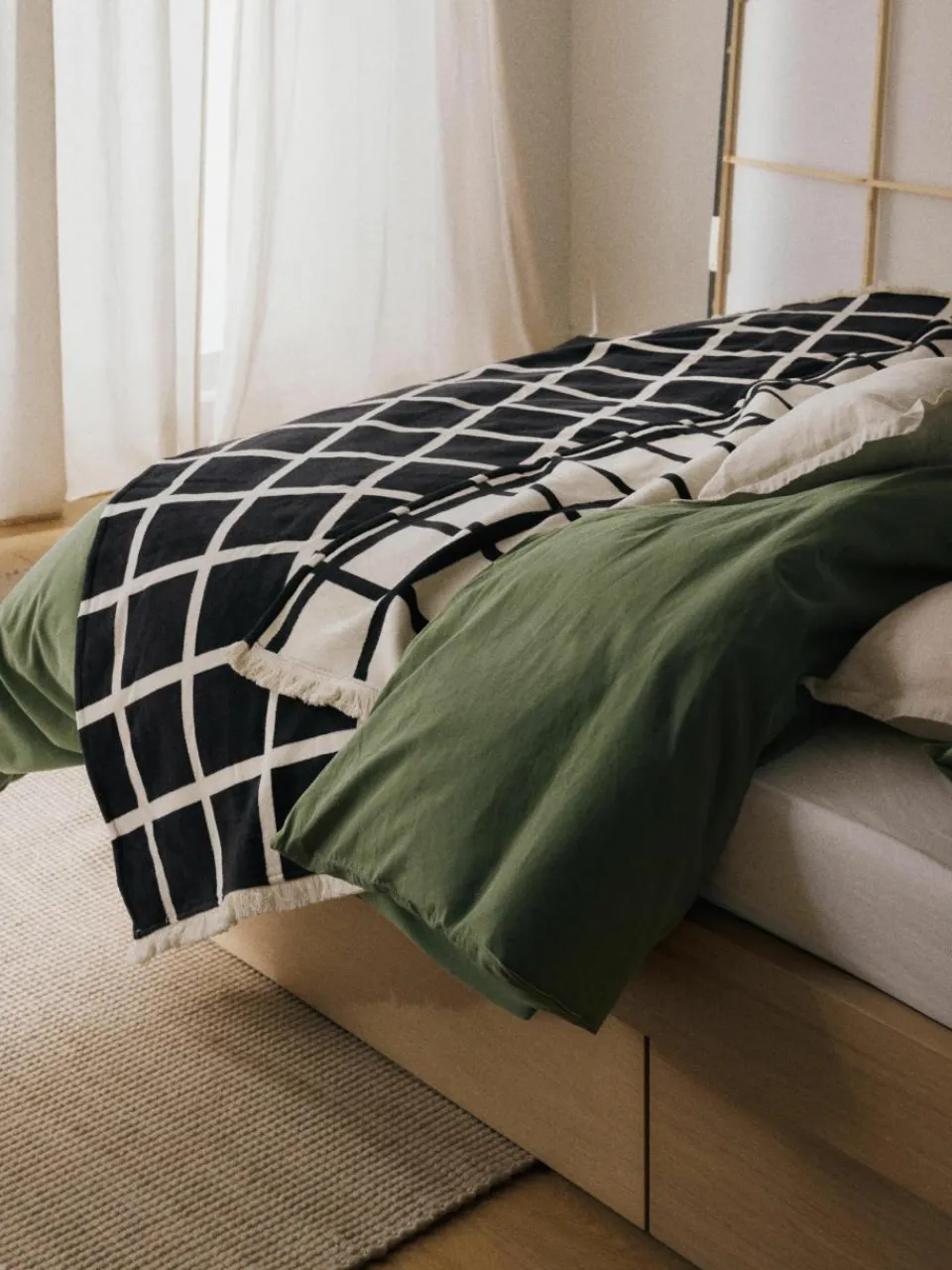 Zachte geruite plaid Edison met franjes^Westwing Collection Best