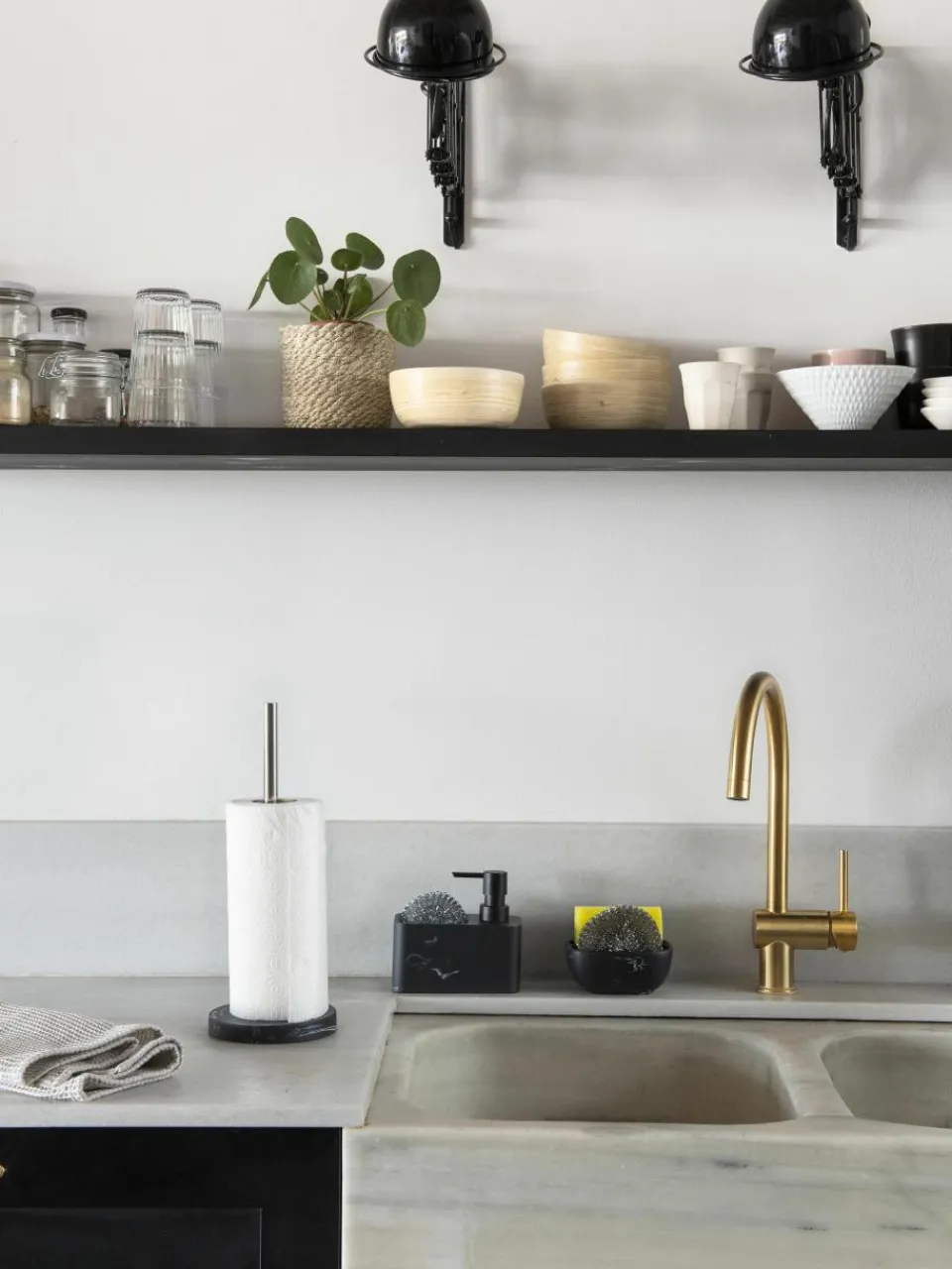 Zeepdispenser Galia in marmerlook met spons, set van 2^ANDREA HOUSE Online