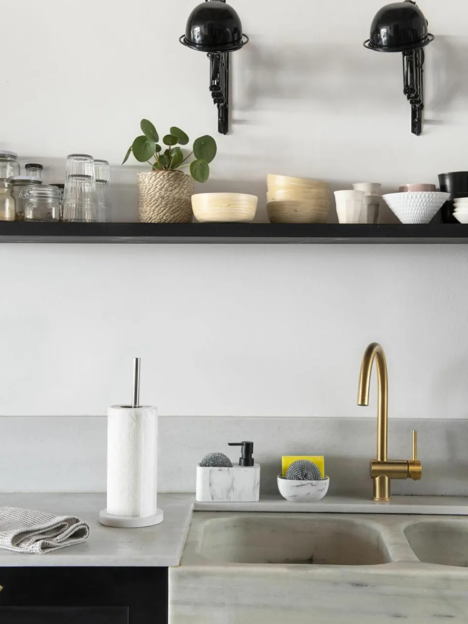 Zeepdispenser Galia in marmerlook met spons, set van 2^ANDREA HOUSE New